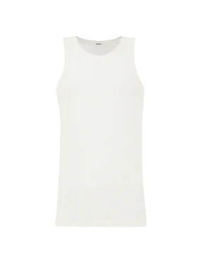Canotta Bianca in Cotone Garzato Jil Sander