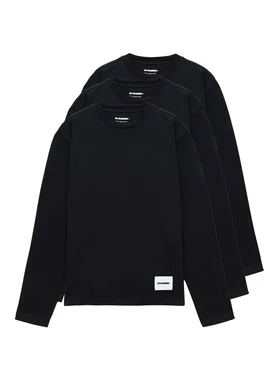 Set di Tre T-Shirt Manica Lunga in Nero Jil Sander
