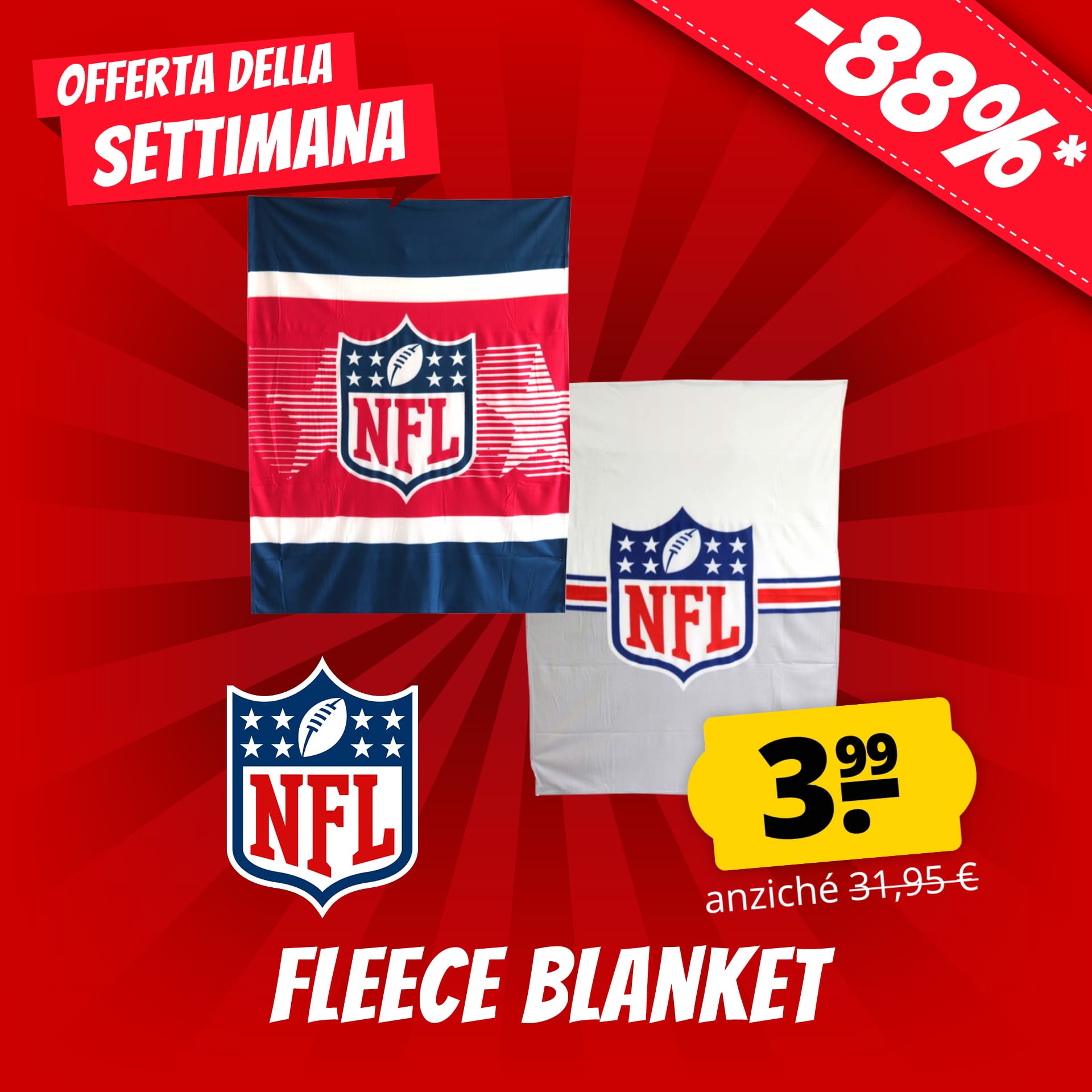 NFL american football coperta in pile