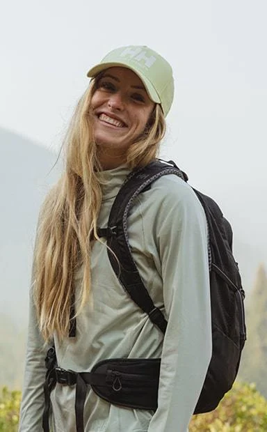Woman in Helly Hansen backpack