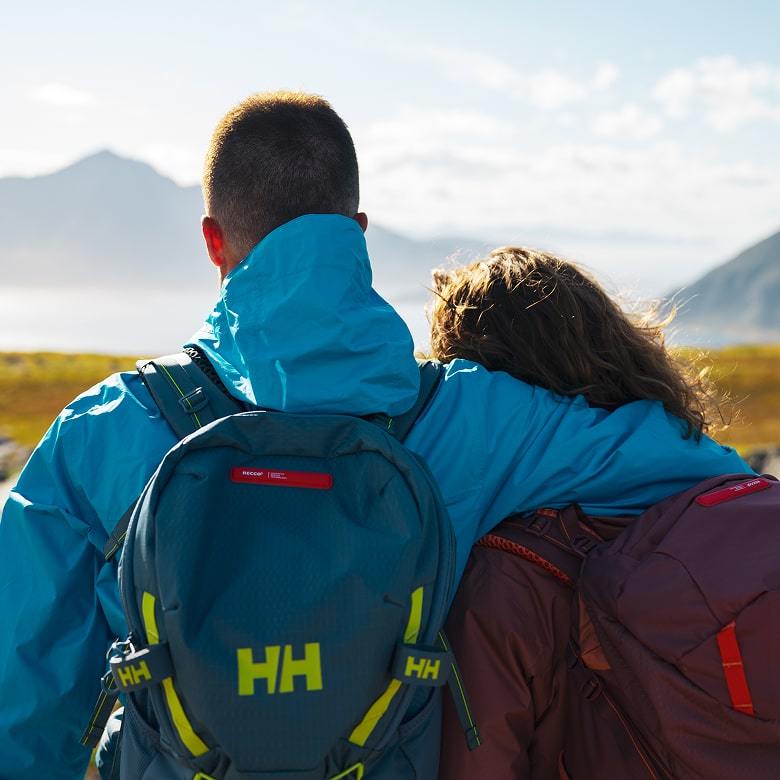 Couple wearing Helly Hansen backpacks
