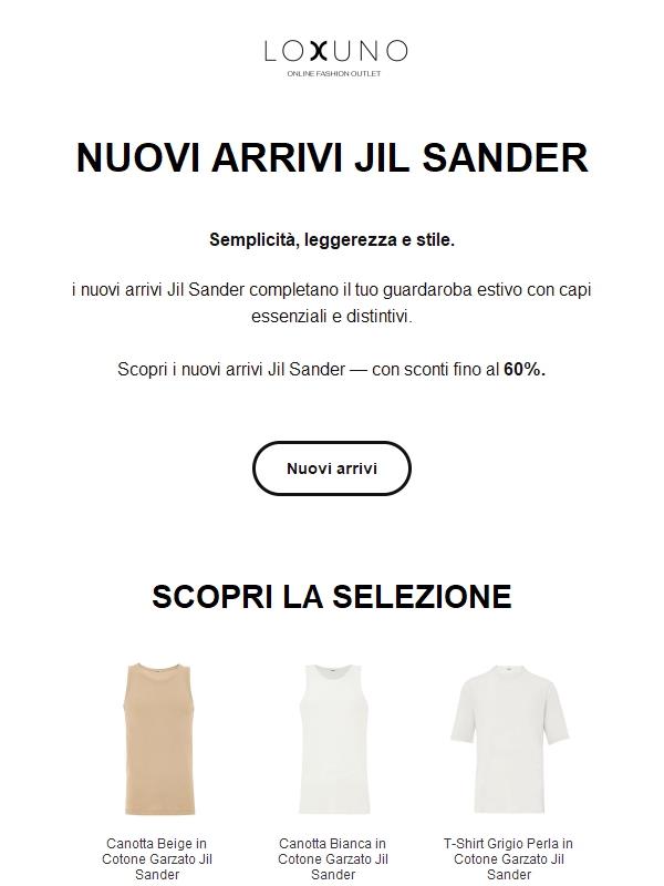 Nuovi arrivi Jil Sander: sconti fino al 60%