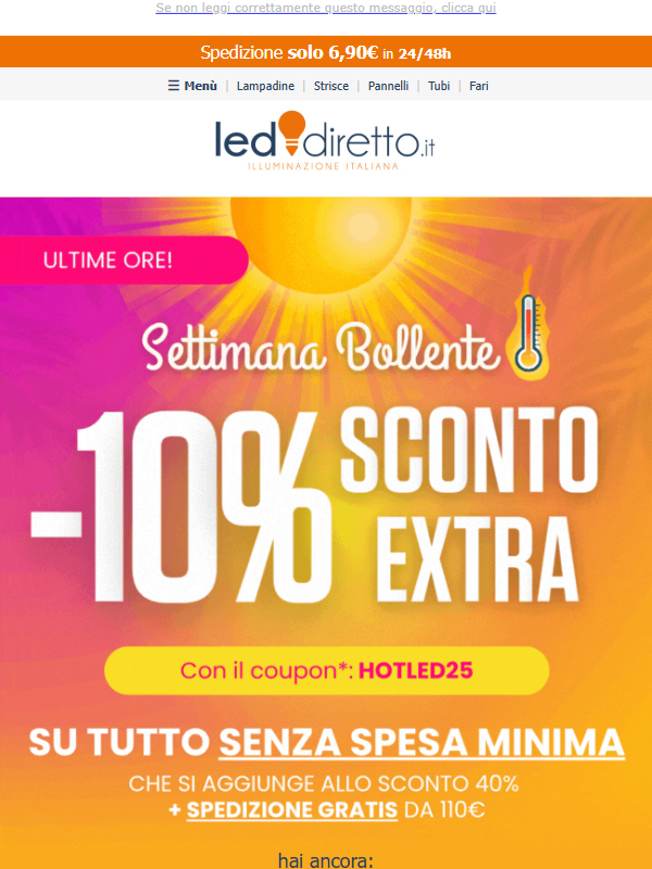 ULTIME ORE ⏰ EXTRA-SCONTO 10% Settimana Bollente