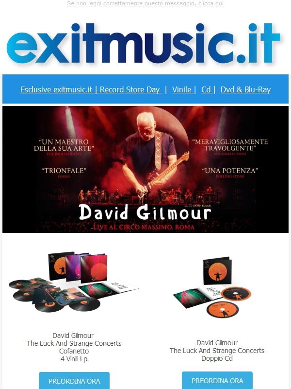 David Gilmour 'Live At The Circus Maximus' The Luck And Strange Concerts @exitmusic.it .. Preordina Ora !!