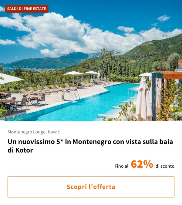 Un nuovissimo 5* in Montenegro con vista sulla baia di Kotor