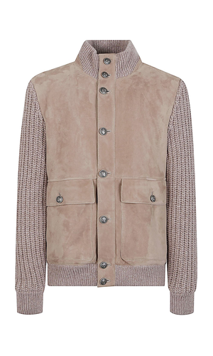 Leather bomber jacket
