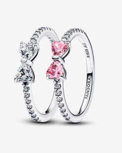 Sparkling Bow Duo Ring Set