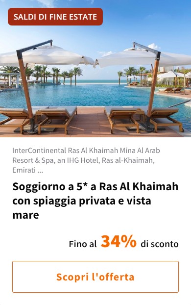 Soggiorno a 5* a Ras Al Khaimah con spiaggia privata e vista mare