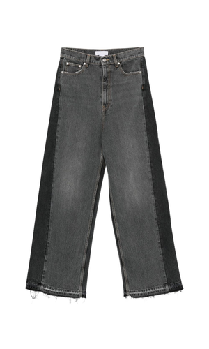 Cotton blend wide-leg trousers