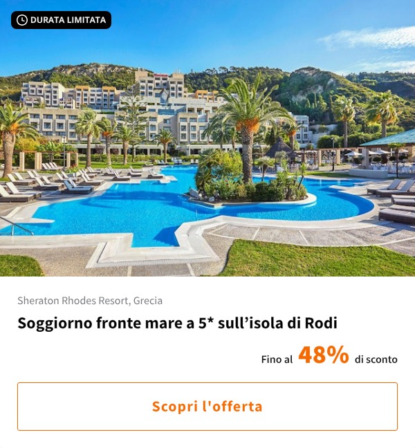 Soggiorno fronte mare a 5* sull’isola di Rodi