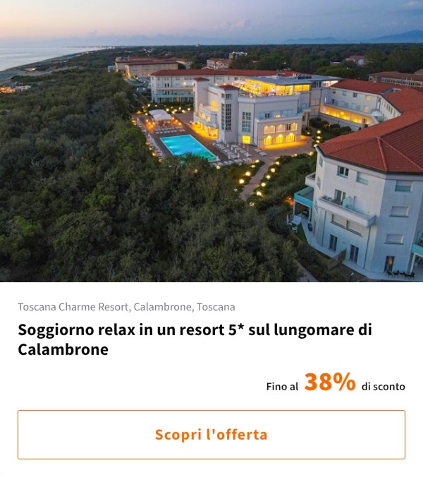Soggiorno relax in un resort 5* sul lungomare di Calambrone
