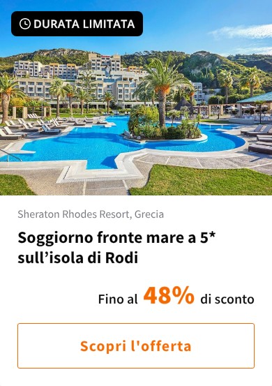 Soggiorno fronte mare a 5* sull’isola di Rodi