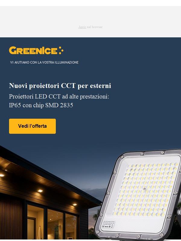 Proiettori LED per esterni con CCT (temperatura di colore correlata) per una luce ideale.