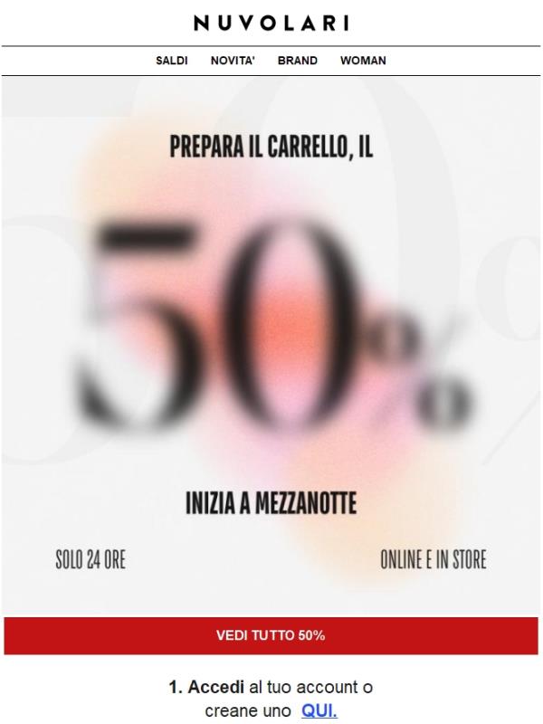 Prepara il carrello, il tutto al 50% in Store e online sta per tornare🛒