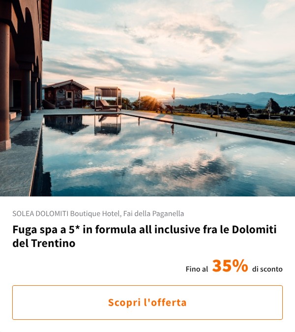 Fuga spa a 5* in formula all inclusive fra le Dolomiti del Trentino
