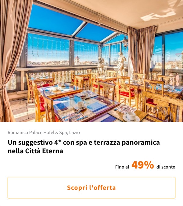 Un suggestivo 4* con spa e terrazza panoramica nella Città Eterna
