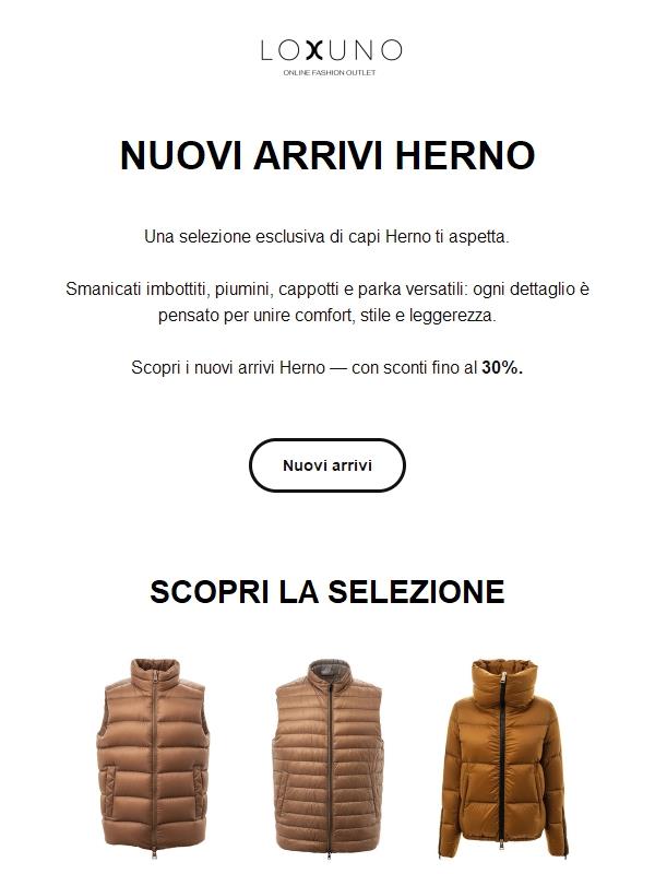 Nuovi arrivi Herno: sconti fino al 30%