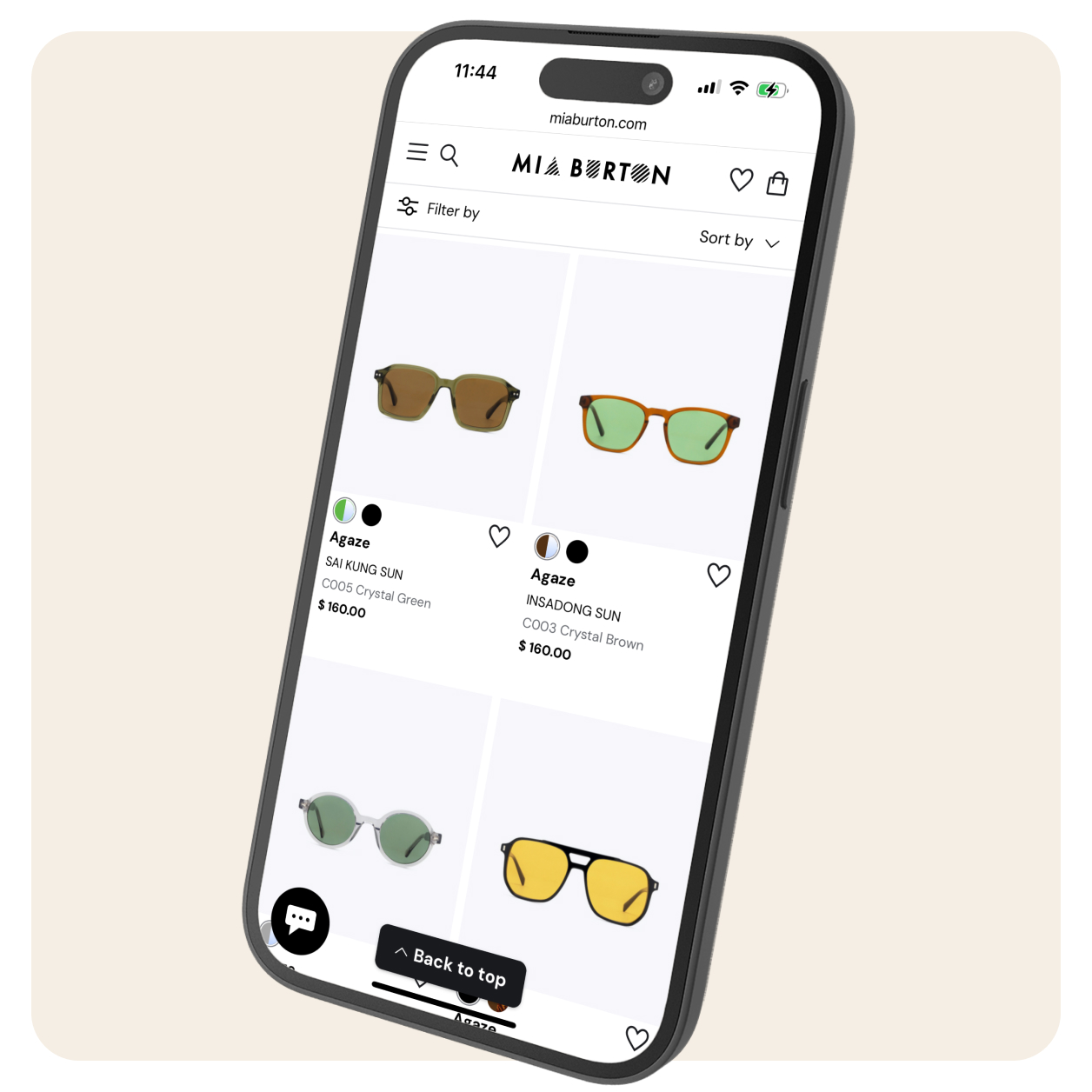 Vista dell’esperienza di acquisto prodotti mobile migliorata