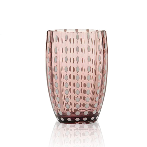 32 cl - Perle Water Glass Pallini Bianchi - Set 2 Pieces - Purple