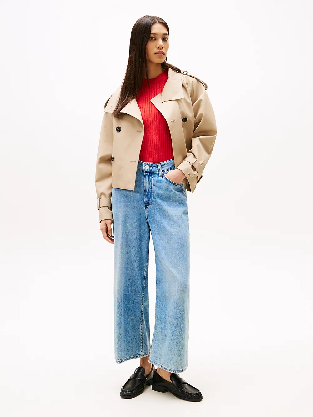 Jeans cropped larghi a vita alta