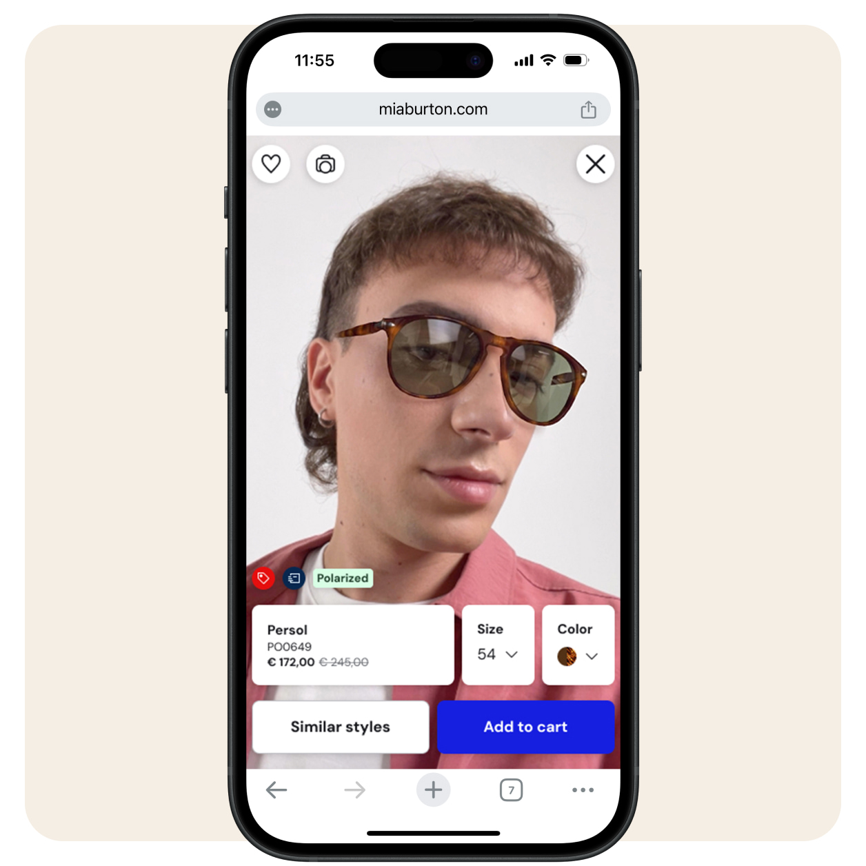 Vista della nuova esperienza Virtual Try On
