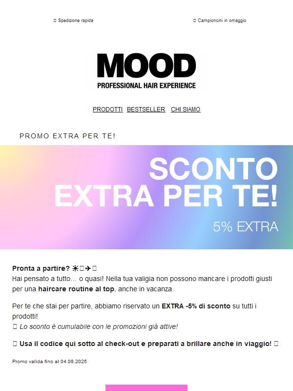 Sconto EXTRA del 5% per le tue vacanze