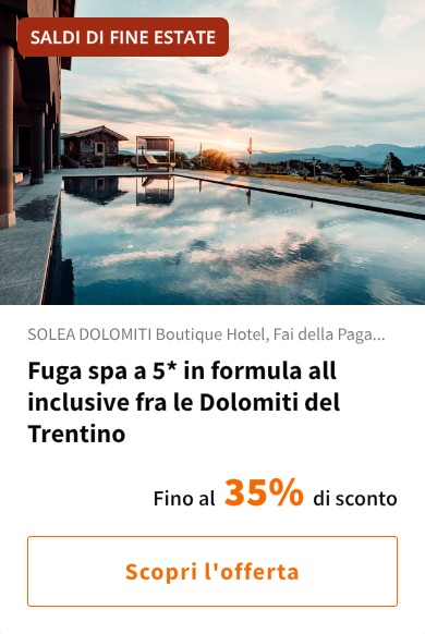 Fuga spa a 5* in formula all inclusive fra le Dolomiti del Trentino