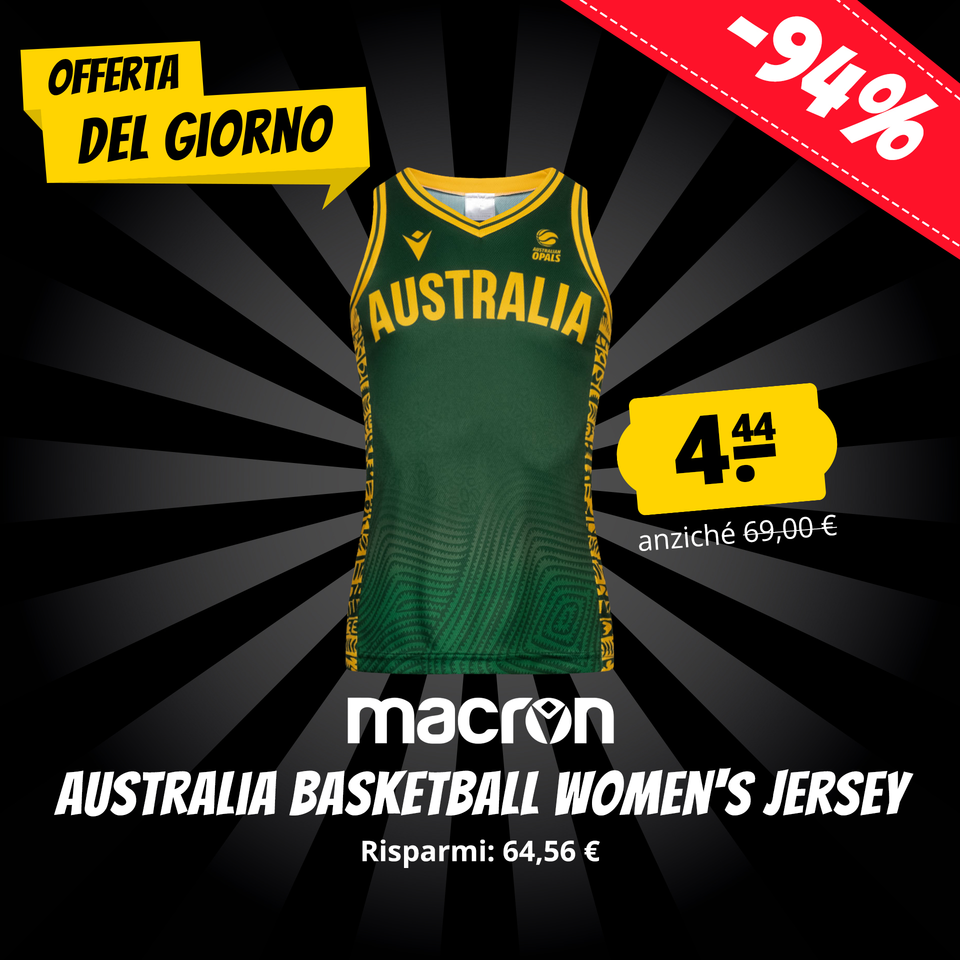 Australia pallone da basket macron indigenous donna maglia