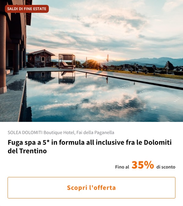 Fuga spa a 5* in formula all inclusive fra le Dolomiti del Trentino