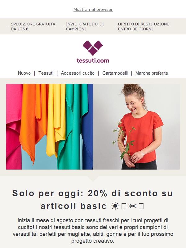 Solo per oggi: 20% di sconto su articoli basic