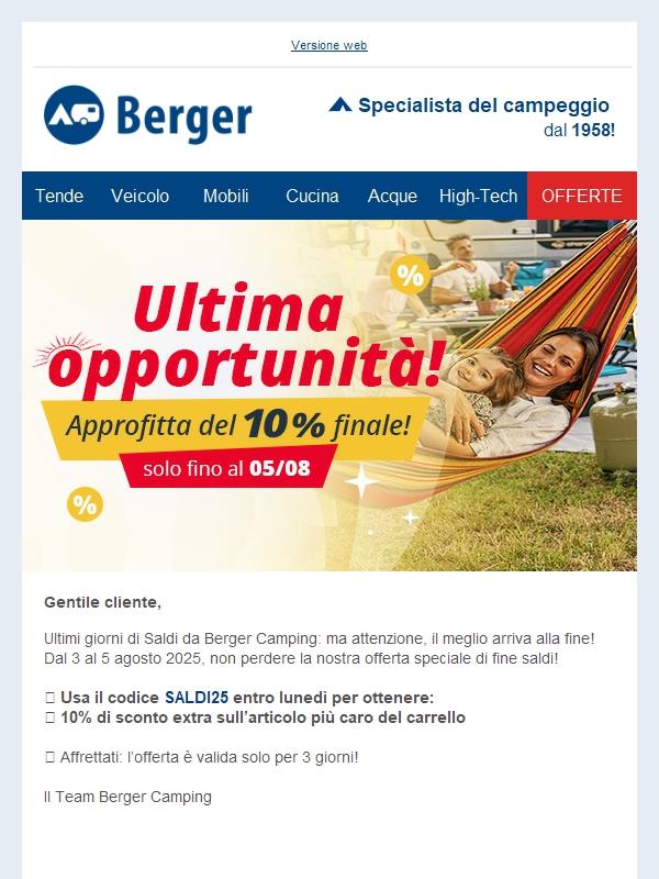 Ultimi giorni di saldi: - 10% extra ti aspetta!