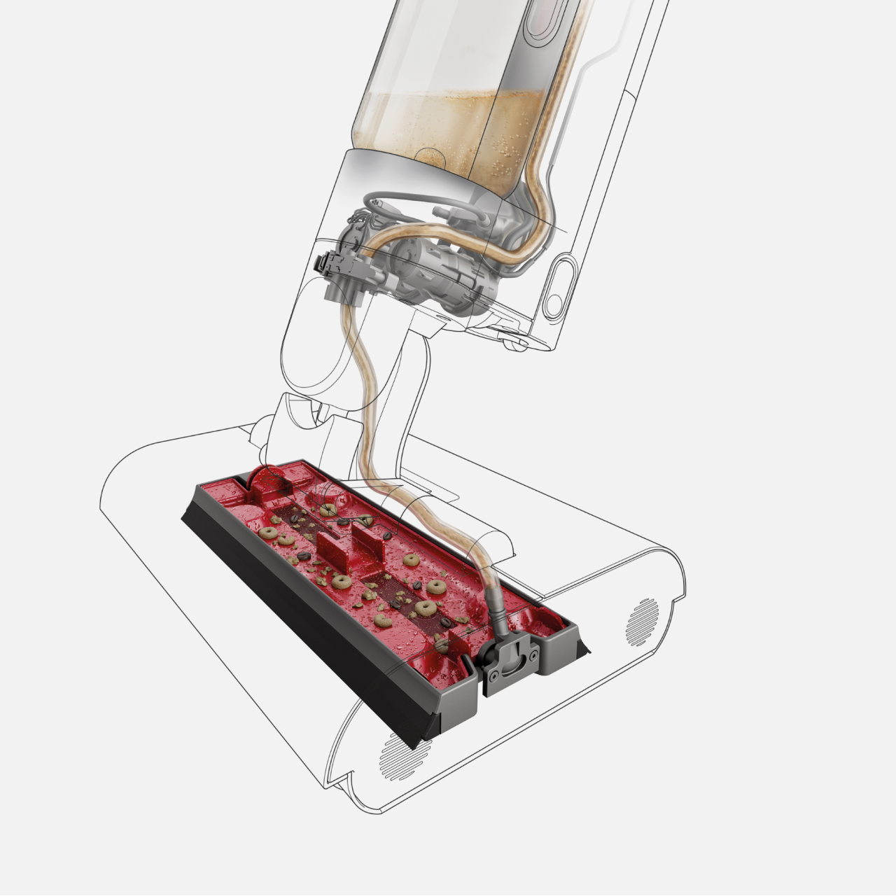 An illustration of the inner workings of the machine's waste separation system.