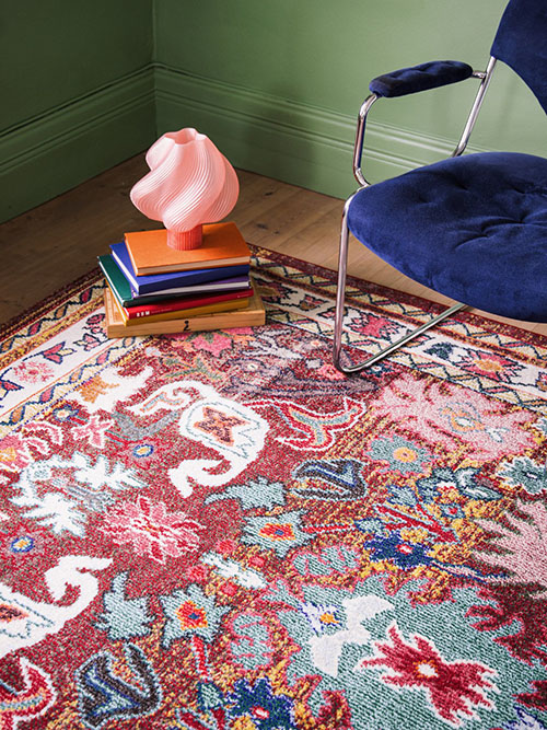Red oriental rug in an office