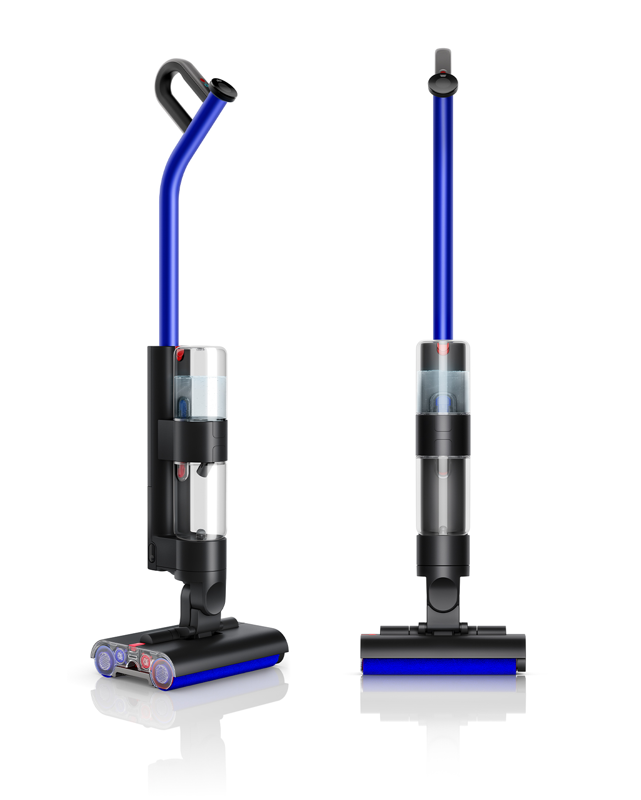 Side and front-on view of the Dyson Wash G 1 wet cleaner.