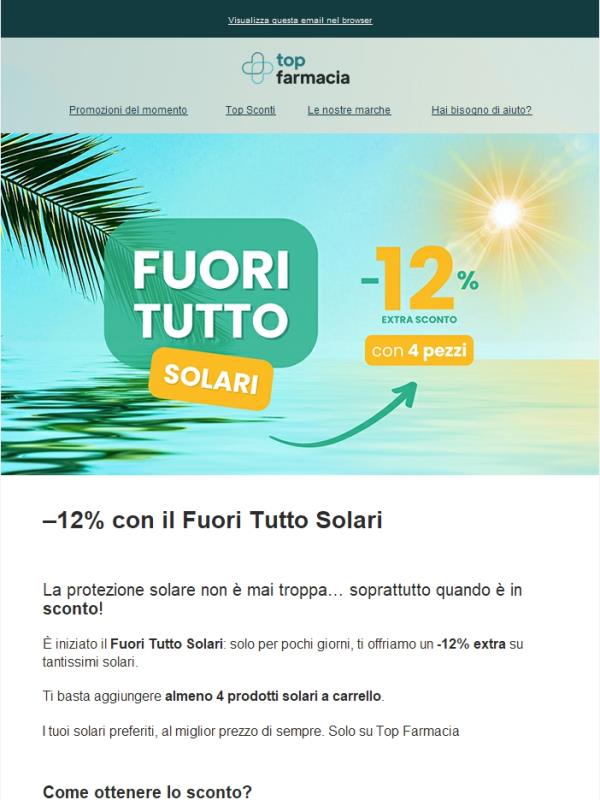 ☀️ È iniziato il Fuori Tutto Solari: -12% da 4 prodotti!