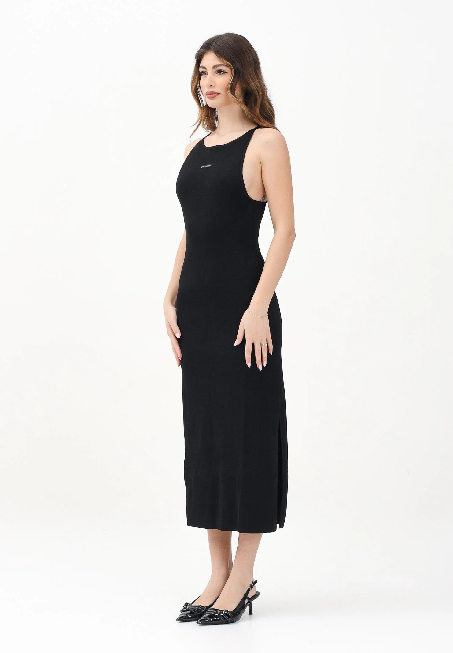 Image of CALVIN KLEIN JEANS Abito midi Maxi Racerback nero da donna