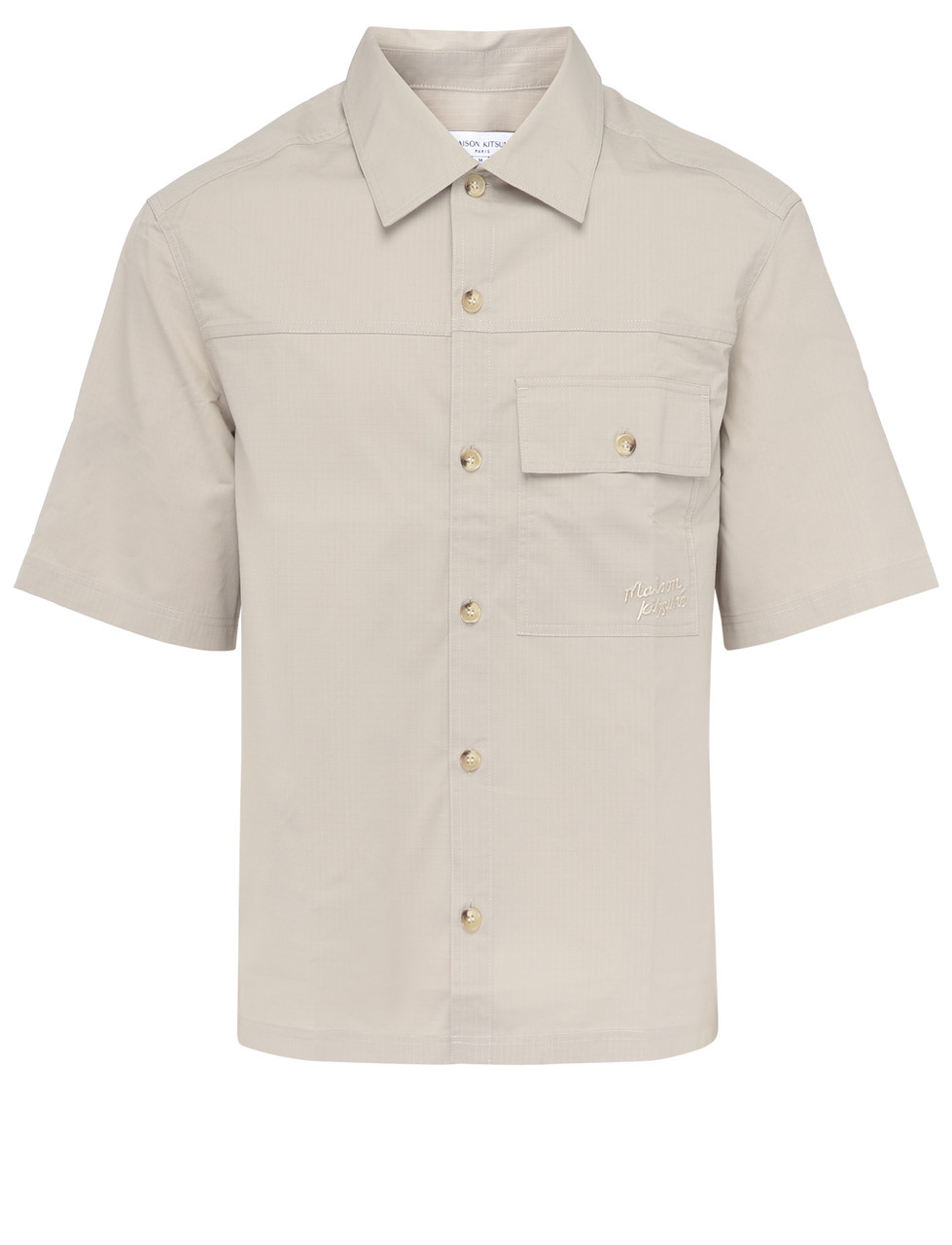 Image of Camicia Maison Kitsuné in cotone ripstop beige