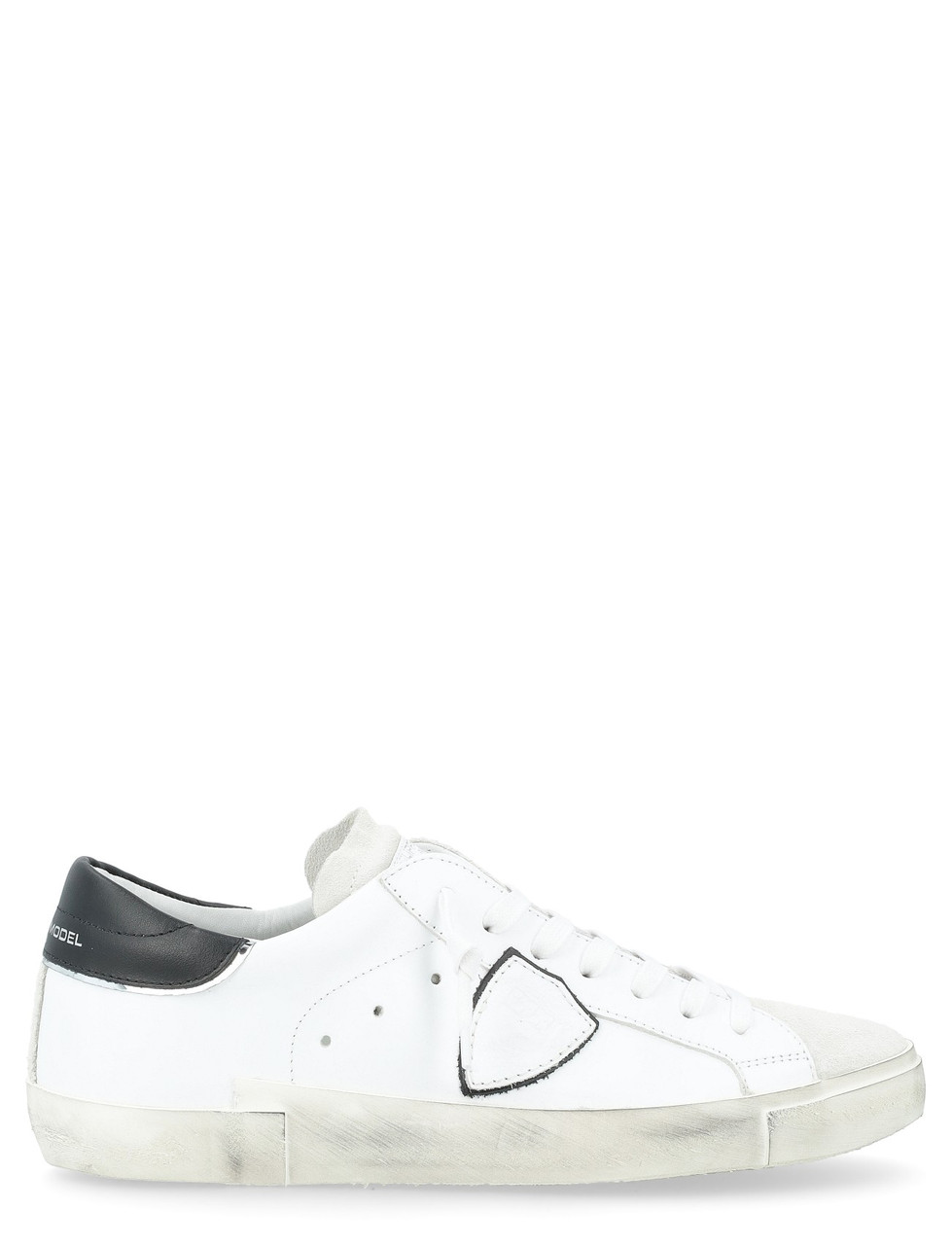 Image of Sneaker Philippe Model Paris X da uomo in pelle e suede bianca e nera
