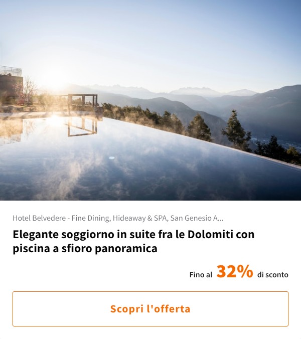 Elegante soggiorno in suite fra le Dolomiti con piscina a sfioro panoramica