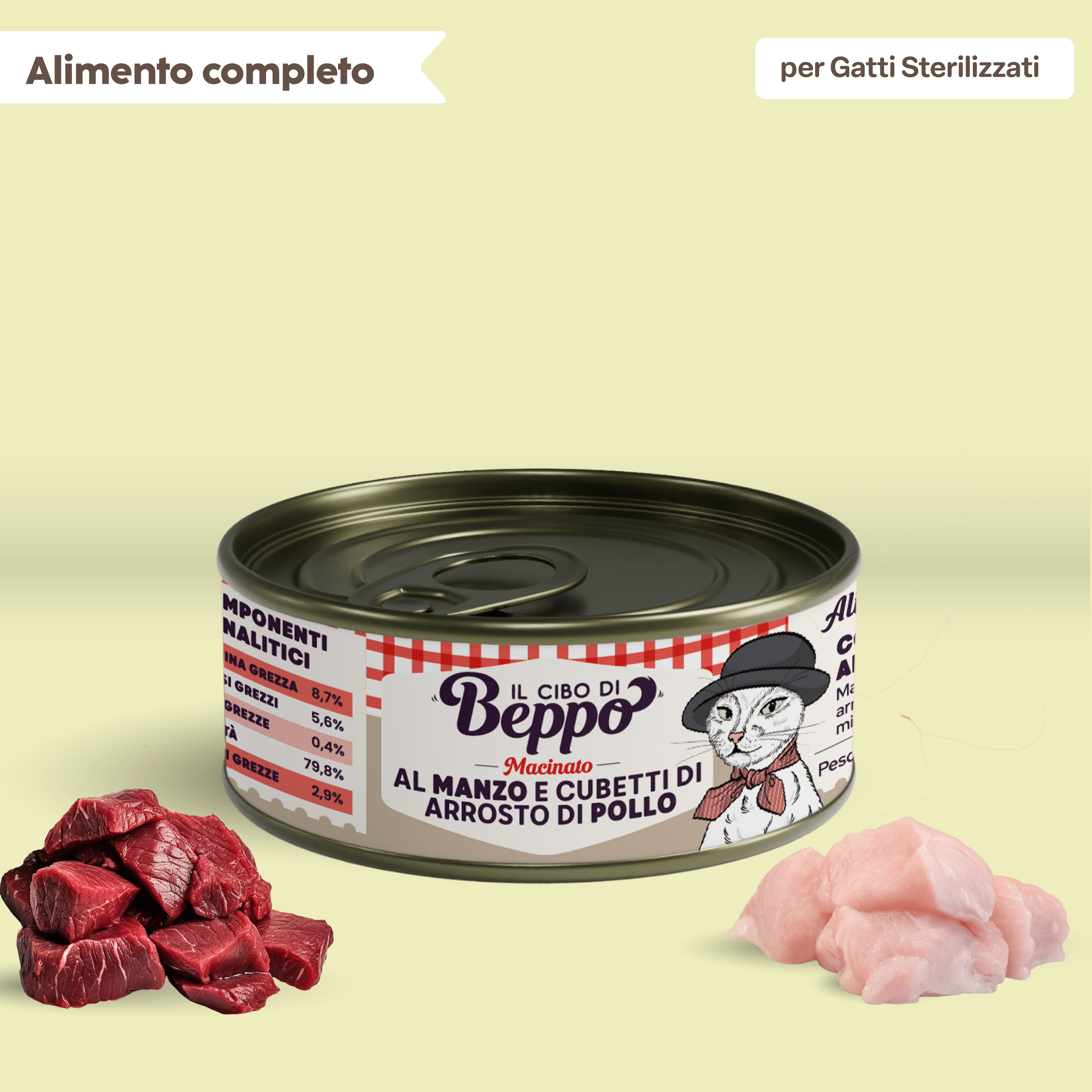 cibo di beppo umido per gatti in lattina paté pesce con zucca