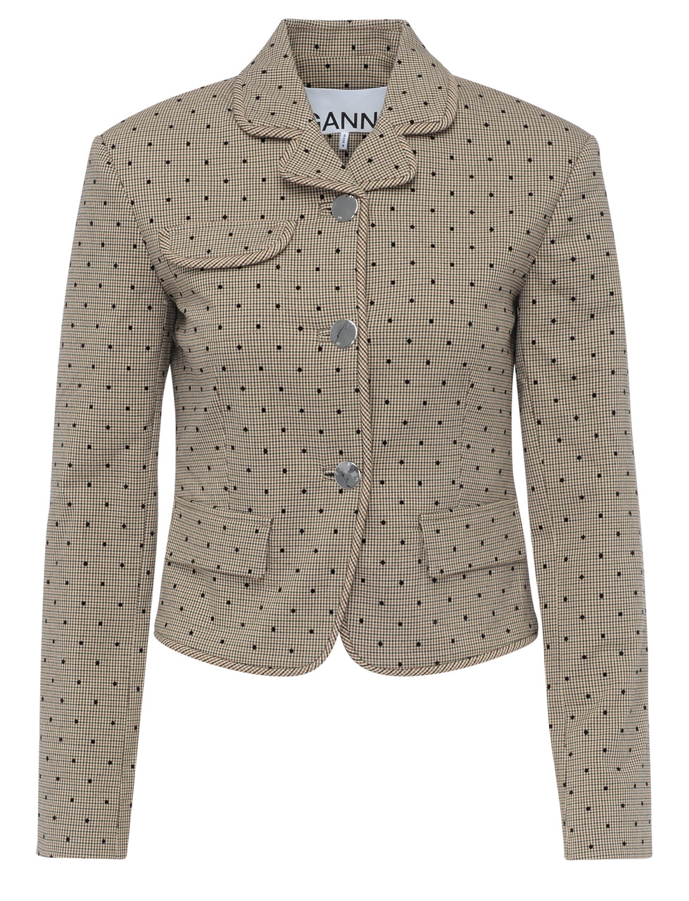 Image of Blazer Ganni a quadri fioccati in Lenzing marrone