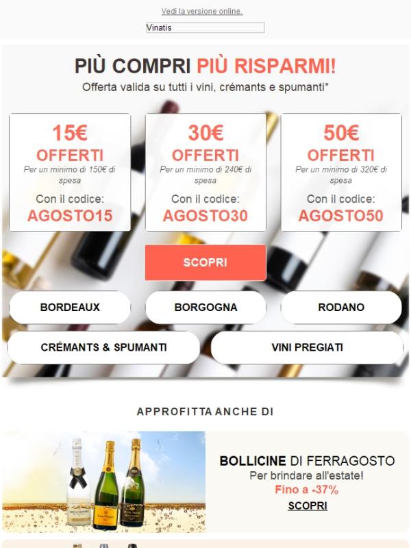 💶🍷 Fino a 50€ OFFERTI su Crémants, Vini & Spumanti per la tua estate!