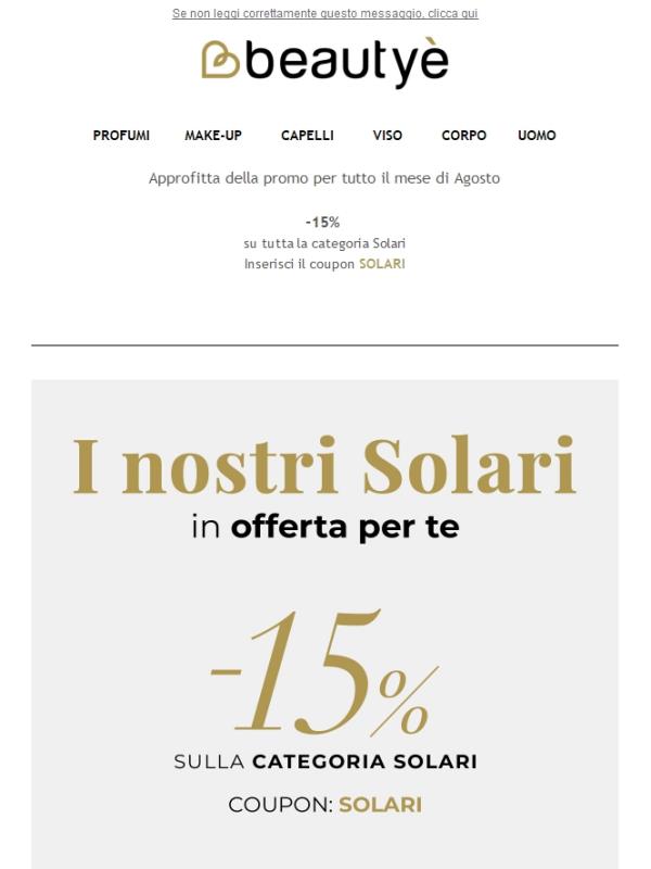 Scopri la Promo sui Solari - 15%