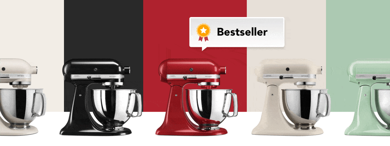 5KSM125 Stand mixer GIF in multiple colours