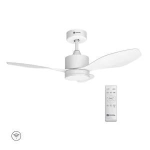 Ventilatore da soffitto originale AIRBLISS CEILING 25WW WIFI, 106 cm, motore DC, 25 W con luce e telecomando, WIFI, bianco
