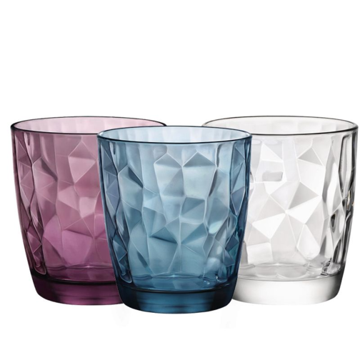 30.5 cl - Diamond Water Glass - Set 6 Pieces - Multicolored
