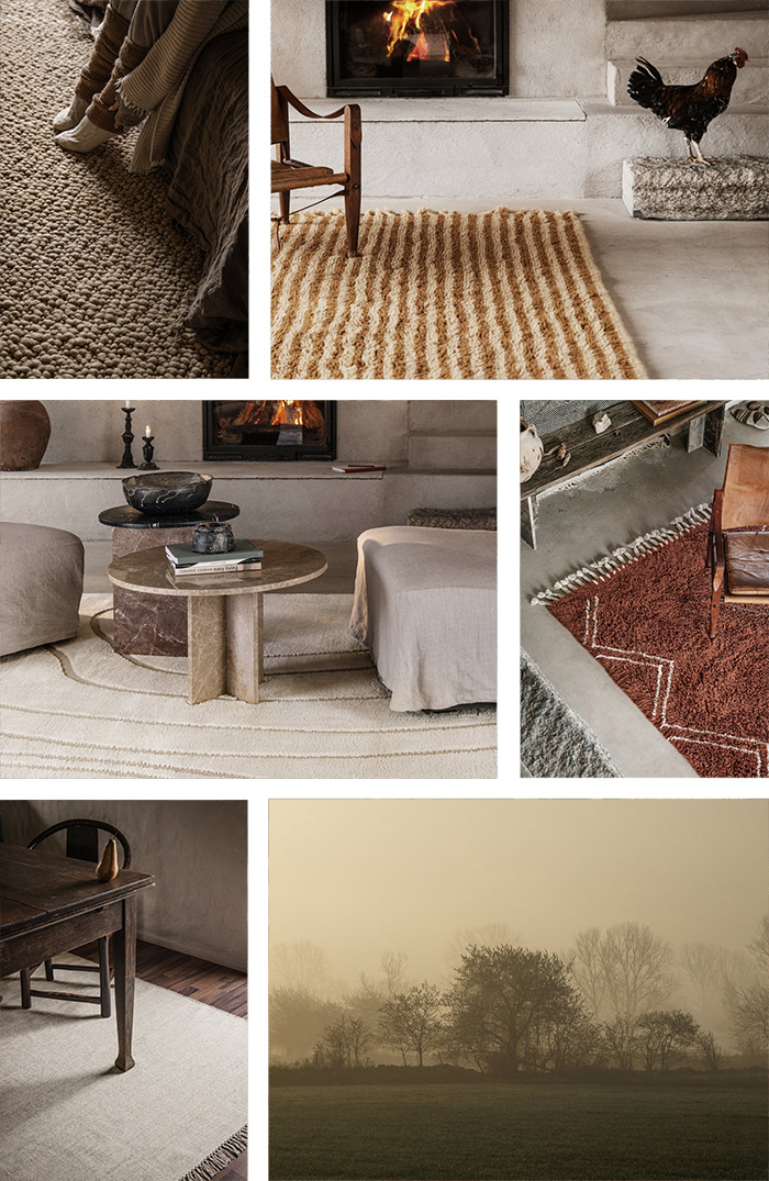 Collage of rustic-style rugs