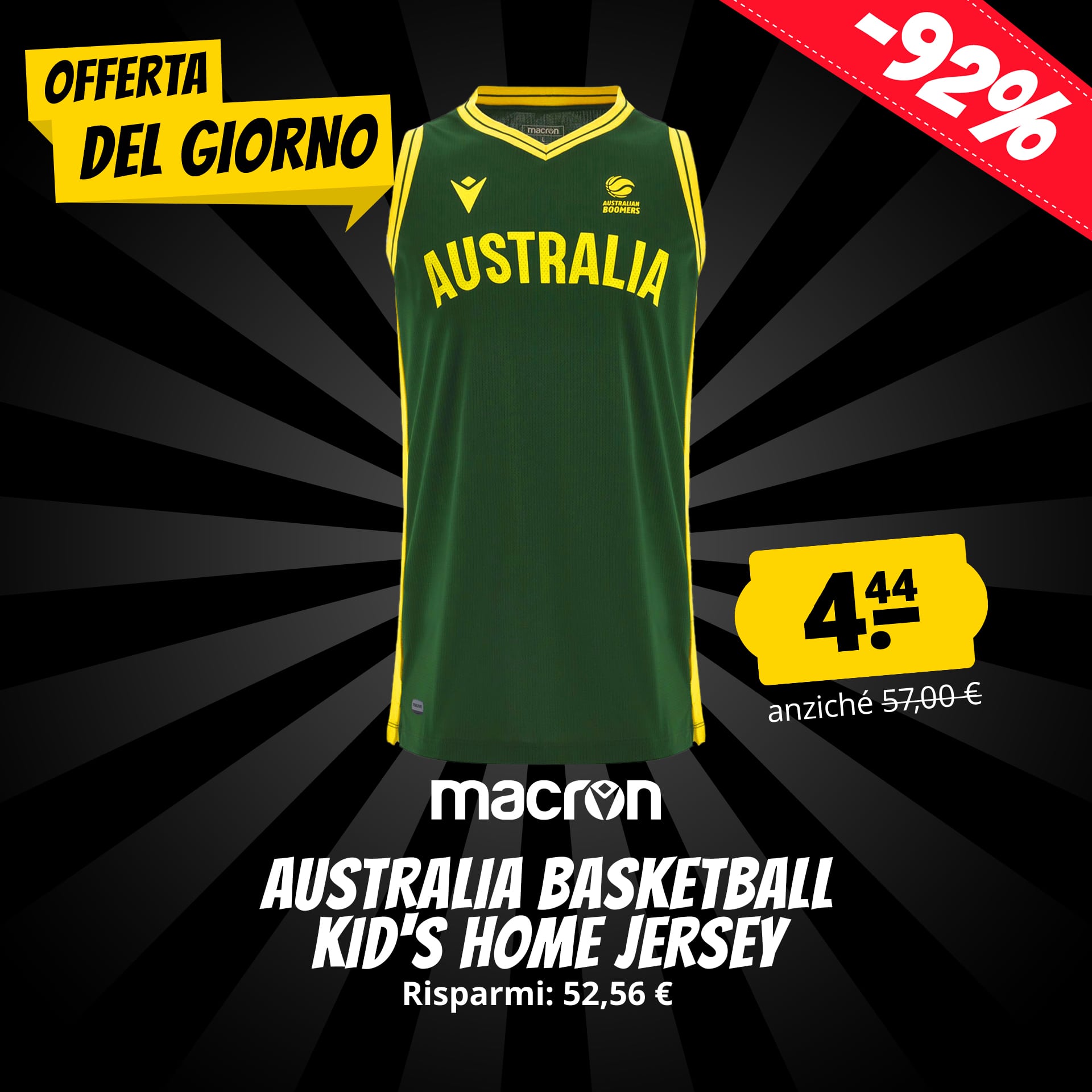 Australia da basket macron bambini maglia per il gioco in casa