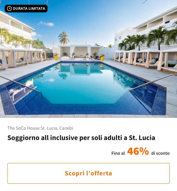 Soggiorno all inclusive per soli adulti a St. Lucia