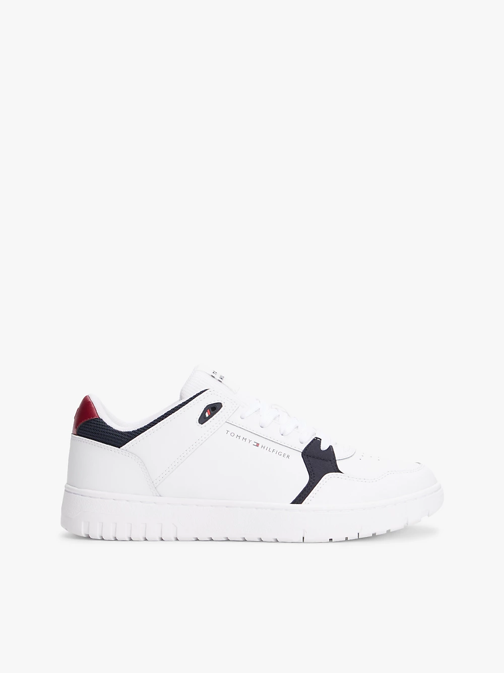 Sneakers stile basket con mix di texture e pelle